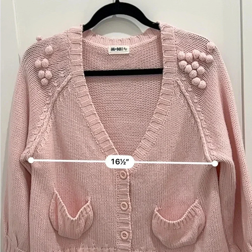 M-Ni Kawaii Japan Cute Pink Knit Cardigan Sweater